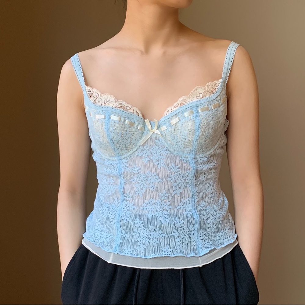 Victoria's Secret blue and cream bustier cami size 36B